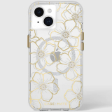 Apple iPhone 15 Plus Case-Mate Floral Gems Case with MagSafe - Gold