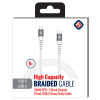 TekYa 8ft Heavy Duty Braided USB-C to C Cable w/ Emark Chipset (100-240W) - White - - alt view 1