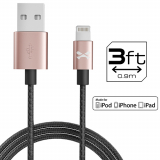 Ghostek NRGLine MFI Lightning 36 Inch Data/Sync/Charge Cable - Black/Rose Gold