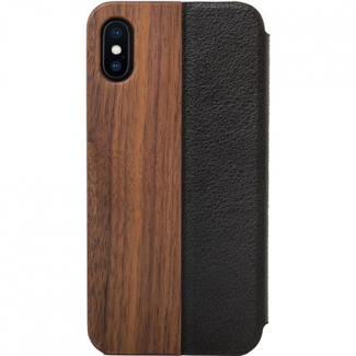 Apple iPhone Xs Max Woodcessories EcoFlip Case - Walnut/Leather