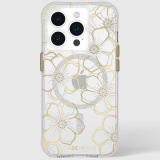Apple iPhone 15 Pro Case-Mate Floral Gems Case with MagSafe - Gold