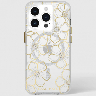 Apple iPhone 15 Pro Case-Mate Floral Gems Case with MagSafe - Gold