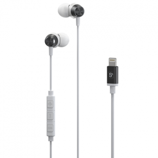 GeoSwiss Handsfree Earbuds with In Line Mic and Apple Lightning Jack - White