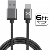 Ghostek NRGline 72" USB-C to USB-A Data/Sync/Charge Cable - Black/Graphite
