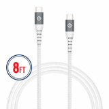 TekYa 8ft Heavy Duty Braided USB-C to C Cable w/ Emark Chipset (100-240W) - White