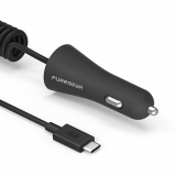 PureGear 3 Amp USB Type C (USB-C) Corded Car Charger - Black