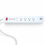 Universal Energizer Smart Power Strip with 4 Outlets and 2 USB Ports - White